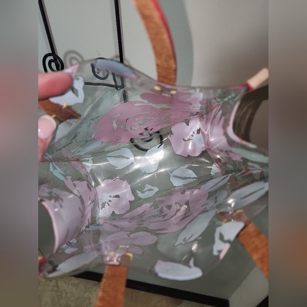 Dooney & Bourke Clear Floral Tote with Red Roses and Green Leaves - Picture 5 of 5